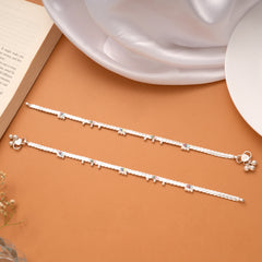 Elegant Eye Enamel Design Silver Anklets