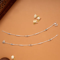 Traditional Beaded Colour Enamel Silver Anklets