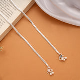 Sleek Flat Snake Design Silver Anklets