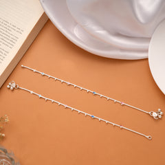 Sleek Double Colour Heart Enamel Silver Anklets