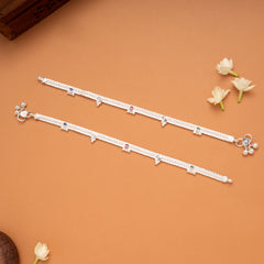 Multicolour Flower Pot Braided Enamel Silver Anklets