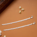 Braided Pink and White Stone Linear Silver Anklets