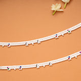 Vibrant Colorful Leafy Design Silver Anklets