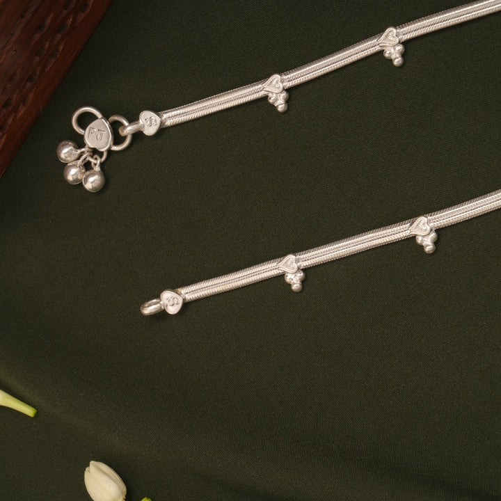 Tiny Charm Fish Enamel Design Silver Anklets