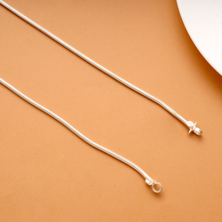Pretty Plain Design Silver Anklets
