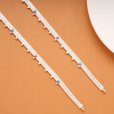 Dual Colour Leaf Braided Design Silver Anklets