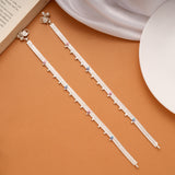 Dual Colour Leaf Braided Design Silver Anklets