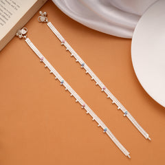 Dual Colour Leaf Braided Design Silver Anklets