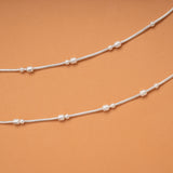 Fancy Multi Beaded Silver Anklets
