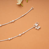 Fancy Multi Beaded Silver Anklets