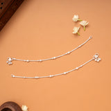Fancy Multi Beaded Silver Anklets