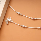 Delicate Double Enamel Beaded Silver Anklets