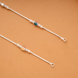 Multicolour Intricate Leaf Enamel Design Silver Anklets
