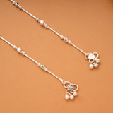 Elegant Silver Beaded Enamel Design Anklets