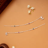 Double Tone Enamel Beaded Silver Anklets