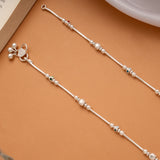 Multi Beaded Enamel Design Silver Anklets