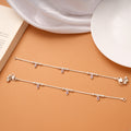 Purple Stone Tear Drop Design Silver Anklets