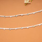 Regal Heart Enamel Design Silver Anklets