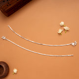 Sleek Snake Design Silver Anklets