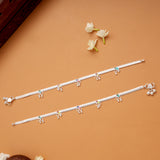 Colourful Enamel Leafy Design Silver Anklets
