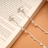 Vibrant Enamel Leaf Design Silver Anklets