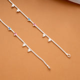 Vibrant Enamel Leaf Design Silver Anklets