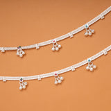Tri Hexagonal Leafy Color Enamel Silver Anklets