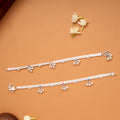 Hexagonal Leaf Pattern Enamel Silver Anklets