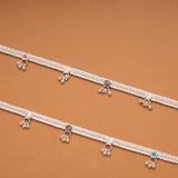 Modern Multi Color Heart Enamel Silver Anklets