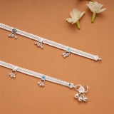 Modern Multi Color Heart Enamel Silver Anklets