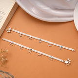 Colourful Heart Enamel Drops Design Silver Anklets