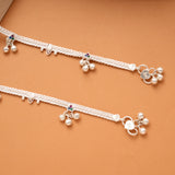 Trendy Triple Stone Triangle Design Silver Anklets