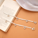 Trendy Triple Stone Triangle Design Silver Anklets