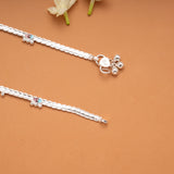Elegant Multi Color Enamel Leaf Design Silver Anklets