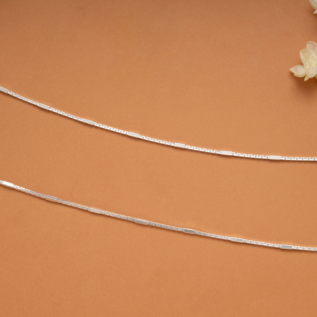 Sleek Box Design Silver Anklets