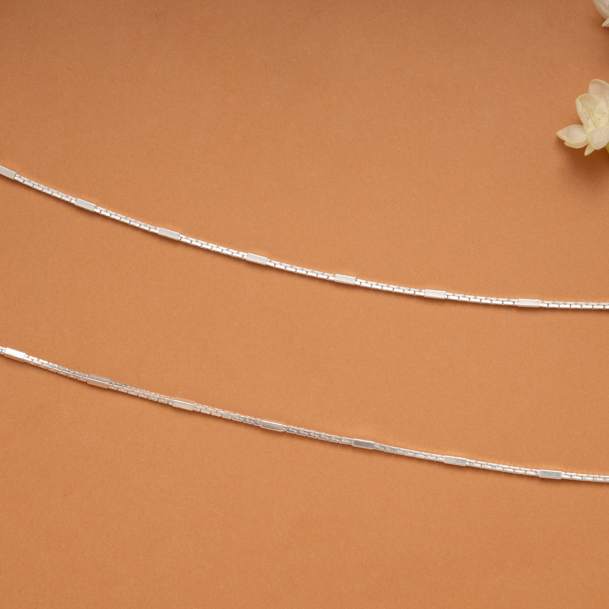 Sleek Box Design Silver Anklets
