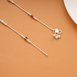 Colourful Enamel Beaded Intricate Design Silver Anklets