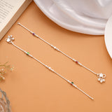 Colourful Enamel Beaded Intricate Design Silver Anklets