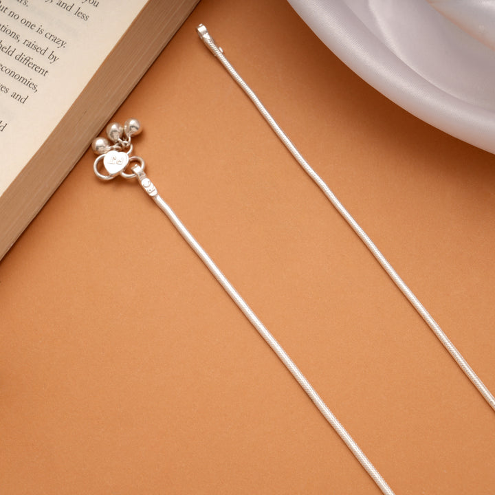 Tiny Charm Plain Design Balls Silver Anklets