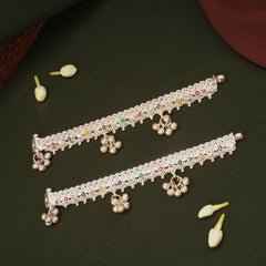 Dangling Bells Enamel Salangai Silver Anklets