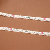Triple Butterfly Enamel Linear Silver Anklets