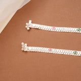 Triple Butterfly Enamel Linear Silver Anklets