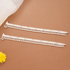 Multicolour Enamel Silver Salangai Anklets