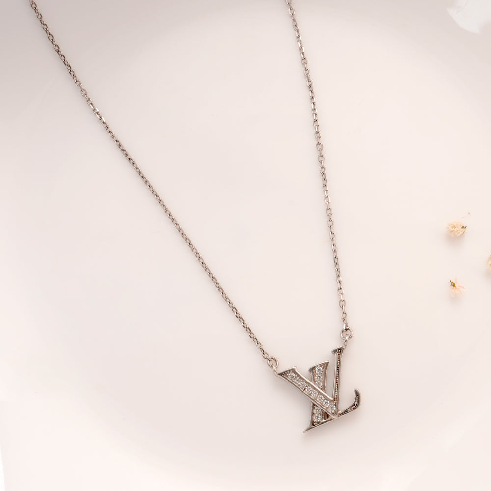 LV Pendant with Fancy Silver Chain