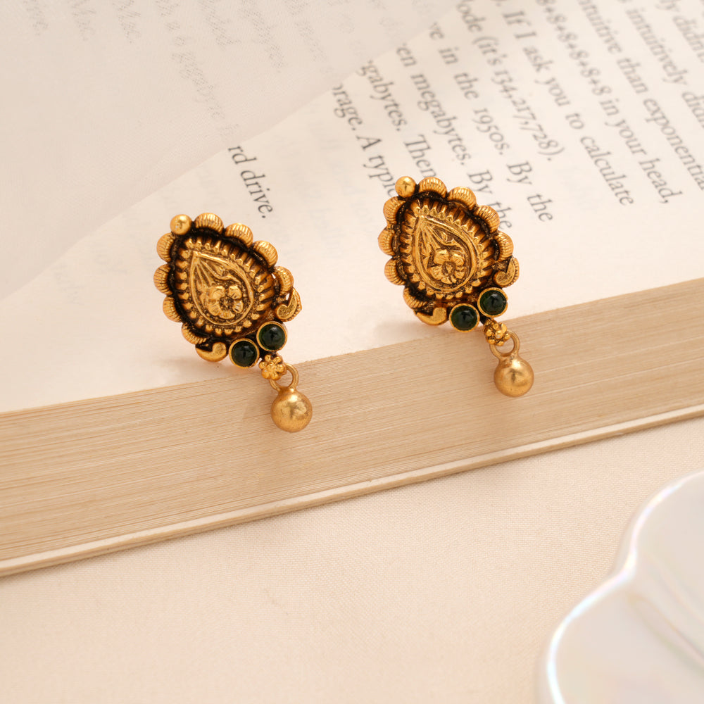 Floral Temple Silver Gold Plated Stud