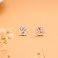 Circular Halo Flower Silver Stud