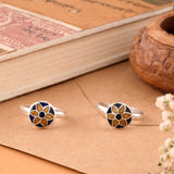 Flower Design Enamel Silver Toe Ring