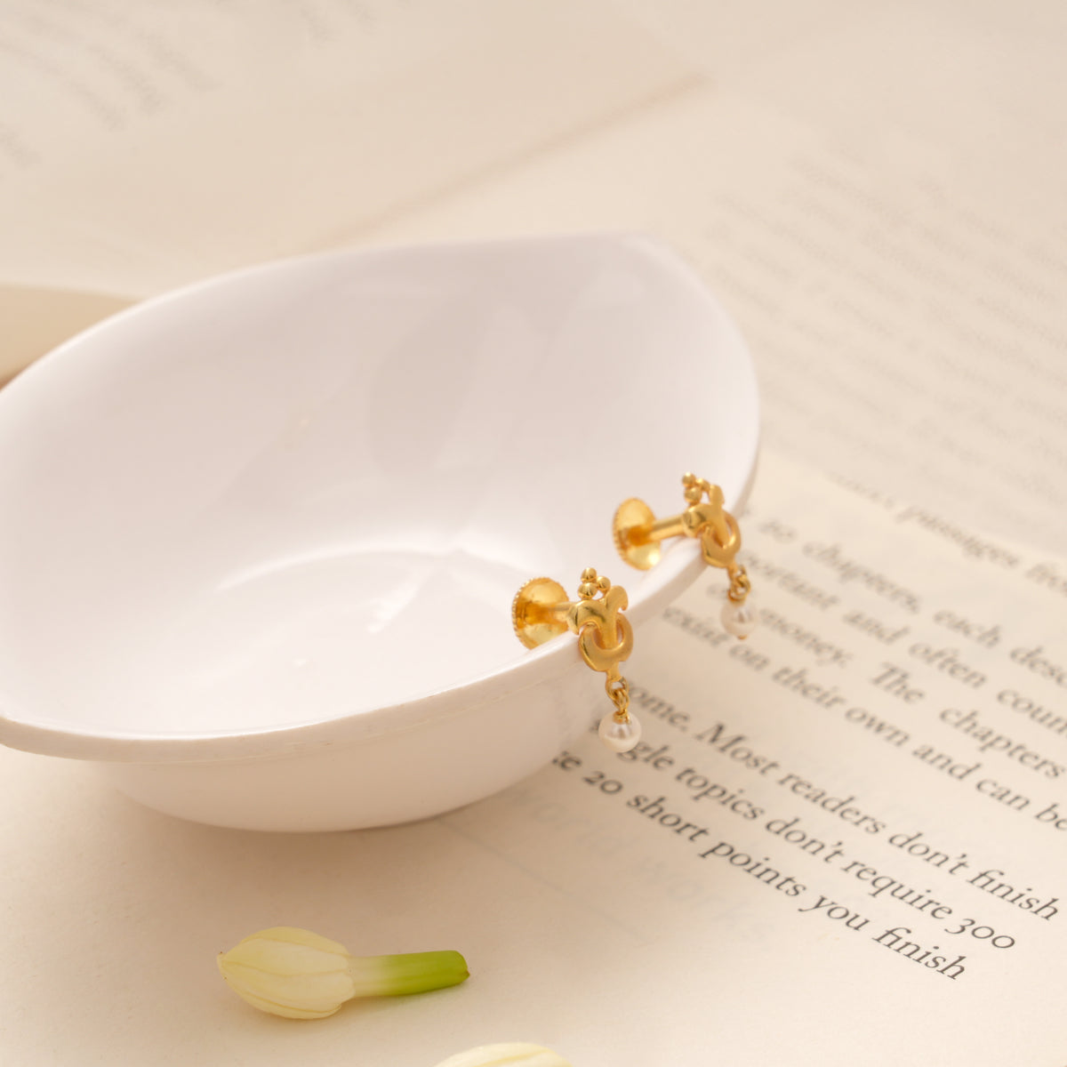 Regal Little Pearl Drop Golden Earring