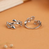 Classic Leaf-Shaped Design Stone Silver Toe Ring