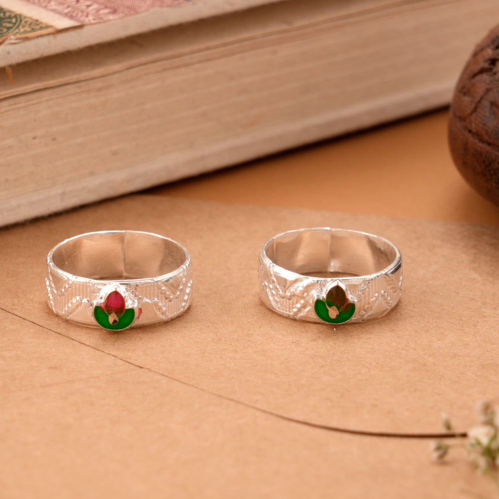 Nature Leaf Enamel Silver Metti